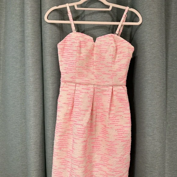 anthropologie pink rose dress Endless Rose Jacquard Square-Neck Rose Mini Dress